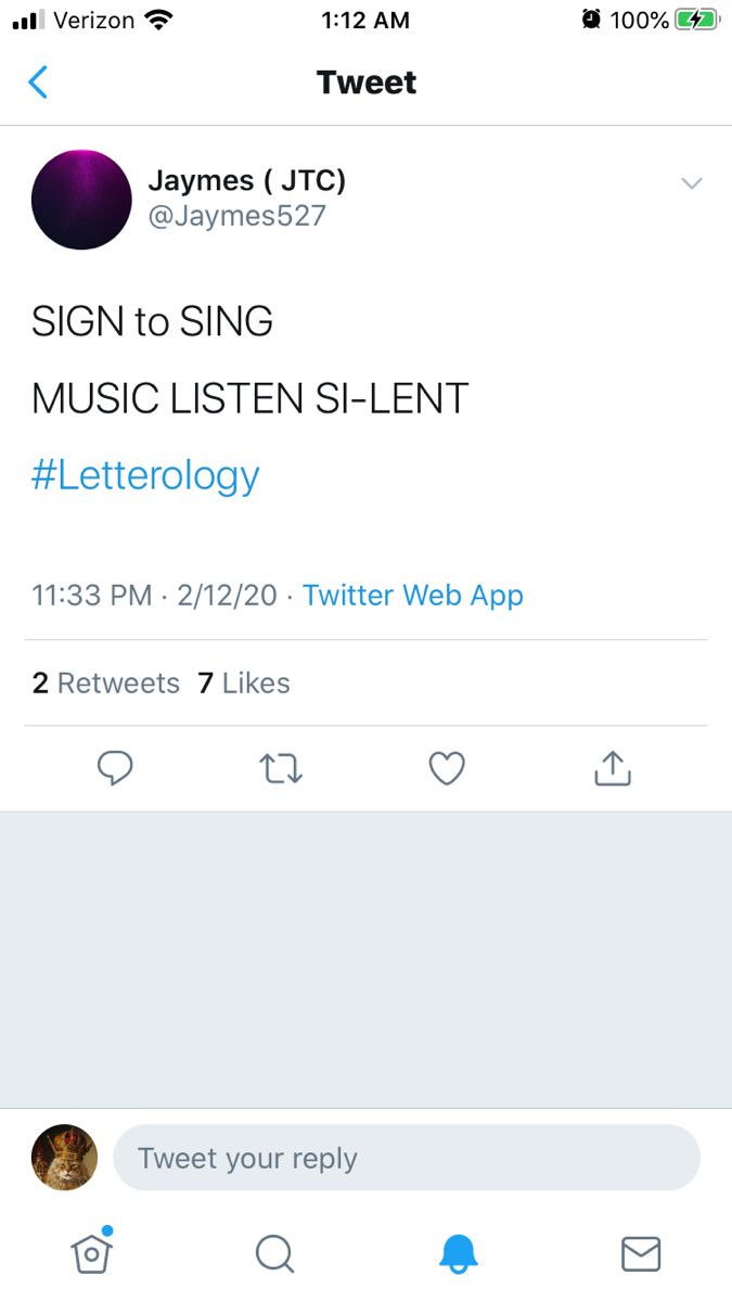 two tweets are on twitter and one is saying,'sign to sing music listen