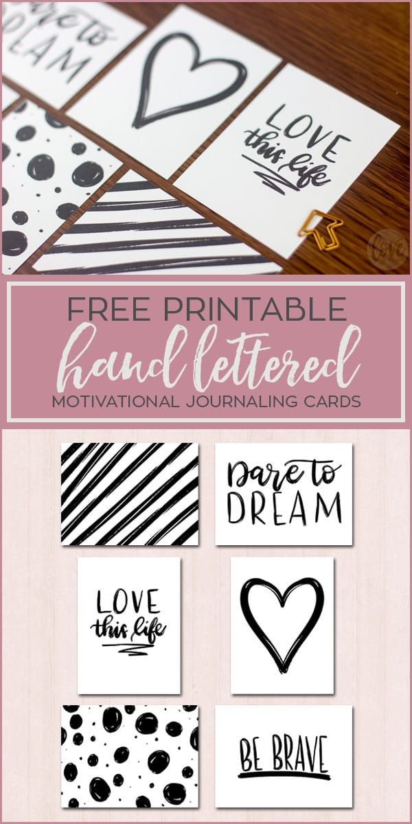 free printable hand lettered motivational journaling cards