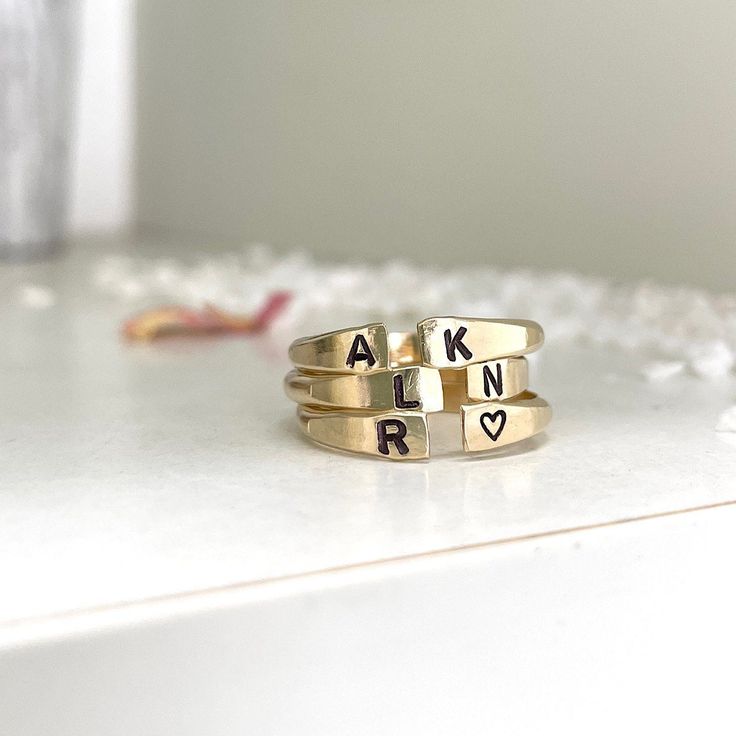 Personalized Open Cuff Ring Gold  - IsabelleGraceJewelry Adjustable Stackable Initial Open Ring, Classic Adjustable Stackable Rings With Initials, Minimalist Stackable Initial Ring For Anniversary, Modern Adjustable Initial Ring With Open Design, Modern Adjustable Initial Open Ring, Adjustable Stackable Initial Ring, Adjustable Stackable Initial Ring For Everyday, Everyday Open Ring With Initials, Modern Stackable Initial Ring For Anniversary