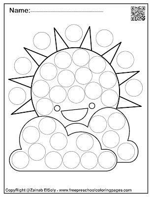 a printable worksheet for kids to color with the sun and clouds on it