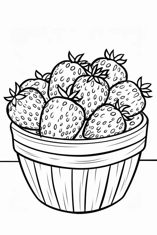 Basket Full of Strawberries Coloring Page Strawberry Basket Drawing, Strawberry Coloring Pages, Coloring Pages Easy, Drawing Pages, Fruit Coloring, Owl Coloring Pages, Skull Coloring Pages, Fruit Coloring Pages, Food Coloring Pages