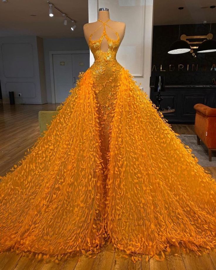 Beaded Couture Gowns, Prom Dresses Long Sleeves, Bright Dresses, Glam Gown, Mermaid Prom Dresses Long, Orange Mermaid, Award Show Dresses, Sparkly Prom Dresses, Dream Prom