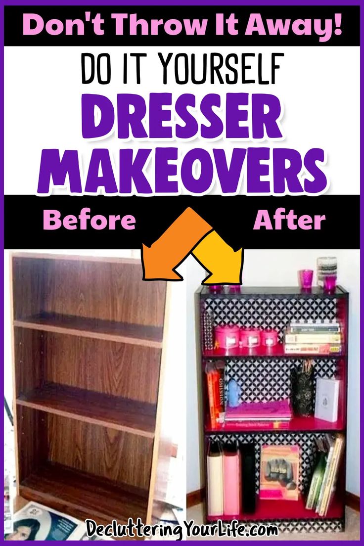 Ideas For Dressers, Diy Dresser Makeover Ideas, China Cabinet Ideas, Dresser Makeover Ideas, Dresser Top Organization Ideas, Upcycle Drawers, Repurposed China Cabinet, Dresser Bookshelf, Chest Of Drawers Makeover