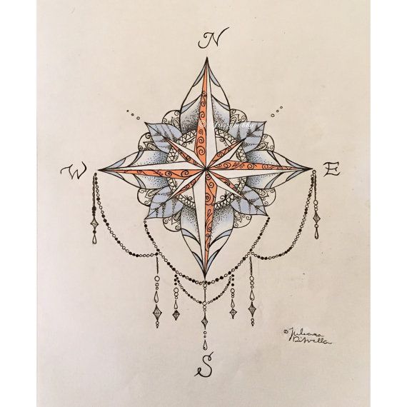 a drawing of a star with chains hanging from it's center and an intricate design on the side