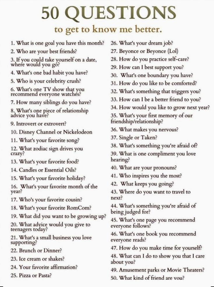 the 50 questions to get to know me better