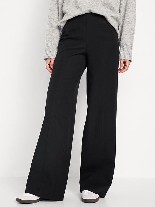 High-Waisted Pull-On Pixie Wide-Leg Pants | Old Navy Wide Leg Pants Outfit, Leg Pants Outfit, Pixie Pants, Wide Leg Dress Pants, Old Navy Pants, Old Navy Women, Navy Pants, Bottom Clothes, Pull On Pants