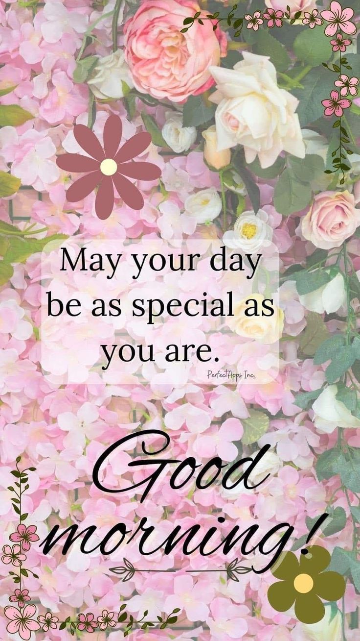 a card with flowers and the words good morning