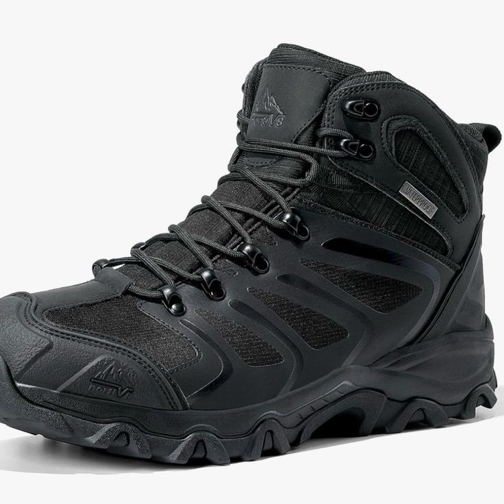 Nortiv 8 Men’s Ankle High Waterproof Hiking Boots Outdoor Lightweight Shoes Trekking Trails Armadillo Fade-resistant Black Hiking Boots For Outdoor Work, Black Slip-resistant High-top Waterproof Boots, Slip-resistant Black Boots For Outdoor Activities, Black Slip-resistant Boots For Outdoor Activities, Black Waterproof Boots With Reinforced Toe For Walking, Black Waterproof Boots For Outdoor, Black Waterproof Outdoor Boots, Black Slip-resistant Waterproof Hiking Boots, Black Slip-resistant Hiking Boots For Walking