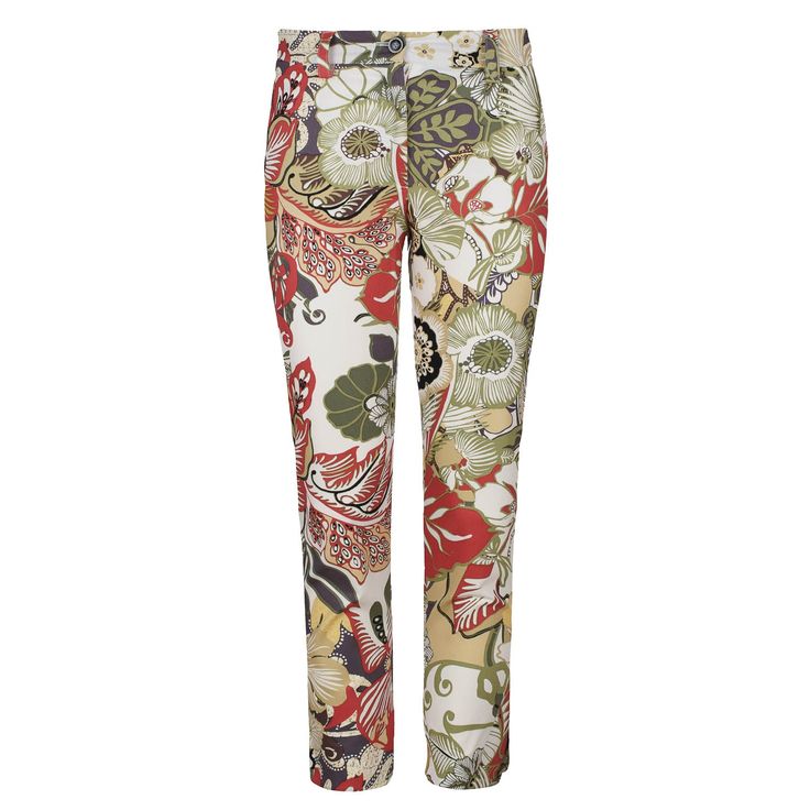 Multicolor Floral Print Pants For Work, Multicolor Floral Print Workwear Pants, Workwear Floral Print Tapered Leg Pants, Gabardine Fabric, Green Shades, Blazer With Jeans, Professional Women, Crop Pants, Straight Leg Trousers