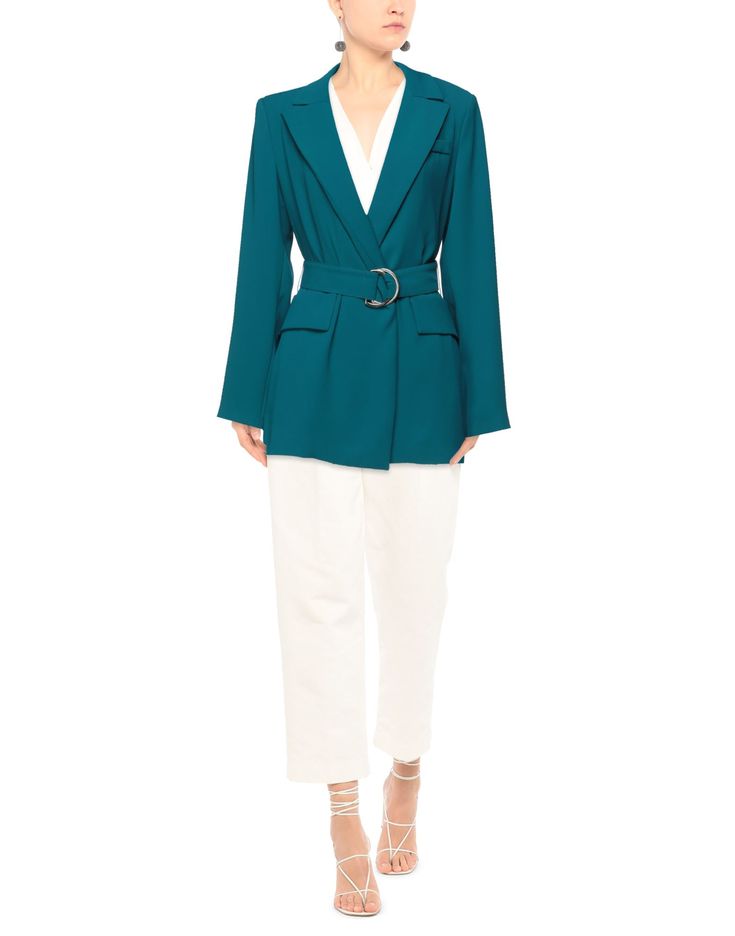 plain weave, belt, solid color, single-breasted , lapel collar, long sleeves, fully lined, no pockets , Color: Deep jade , Size: 8 Blazer Verde, Suit Jackets For Women, Jackets Online, Plain Weave, Lapel Collar, Single Breasted, Women's Blazer, Suit Jacket, Solid Color