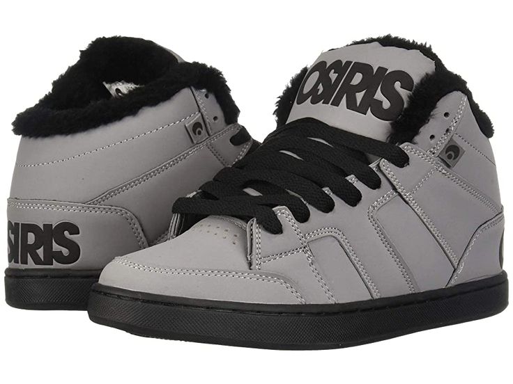 Osiris Convoy Mid SHR (Grey/Black) Men's Skate Shoes. Keep your skate style going strong all winter long with the Osiris Convoy Mid SHR shoe! Mid-top silhouette. Faux leather uppers. Faux fur lining for added warmth and comfort. Reinforced ollie area. EVA insole for cushioned wear. EVA midsole. Cupsole construction for long-lasting durability. Imported. Measurements: Weight: 1 lb Product measurements were taken using size 10   #Osiris #Shoes #Athletic #Skate #Gray Skateboard Aesthetic Skater Girls, Skater Tattoos, Skateboard Outfits, Osiris Shoes, Skater Girl Outfits, Mens Skate Shoes, Skate Style, Shoes Grey, Skater Style