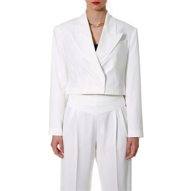 A double-breasted cropped blazer with wide lapels. On the back, decorative, intricate pleating giving the design a unique character.Hand-embroidered fastenings at the front and cuffs. The whole is lined with viscose crepe.It makes a perfect match with Bianca Vanilla Ice Trousers.We want our clients to be happy with our little works of art!In order to best fit them, please refer to the detailed table of our sizes,which you can find in the SIZING tab so that you can look the best in our products. 80s Style, Cropped Blazer, Double Breasted Jacket, Vanilla Ice, To Be Happy, The 80s, 80s Fashion, Independent Designers Fashion, Badger