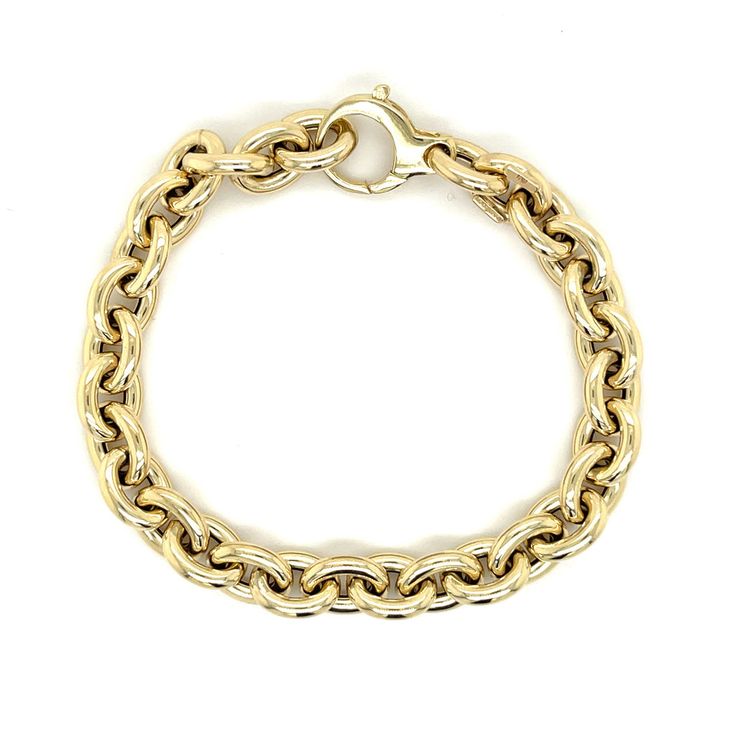 14K Yellow Gold Chunky Rolo Bracelet Modern Chunky Bracelets For Everyday, Modern Chunky Oval Link Bracelets, Luxury Round Cable Chain Bracelet, Elegant Chunky Oval Link Bracelets, Elegant Chunky Oval Link Bracelet, Chunky Elegant Bracelet For Everyday, Classic Chunky Everyday Jewelry, Everyday Chunky Oval Link Bracelets, Elegant Chunky Yellow Gold Bracelet