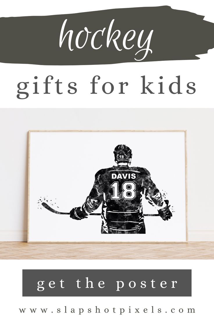 Personalized hockey posters with custom name and number on the hockey jersey. Hockey player designed in watercolor digital effect. The perfect personalized hockey gift for hockey players! Hockey Shadow Box Ideas, Senior Hockey Gifts, Hockey Team Christmas Gift Ideas, Hockey Team Manager, Hockey Manager Gift Ideas, Hockey Bedroom Ideas, Hockey Team Gift Ideas, Hockey Coach Gift Ideas, Hockey Bedroom Decor