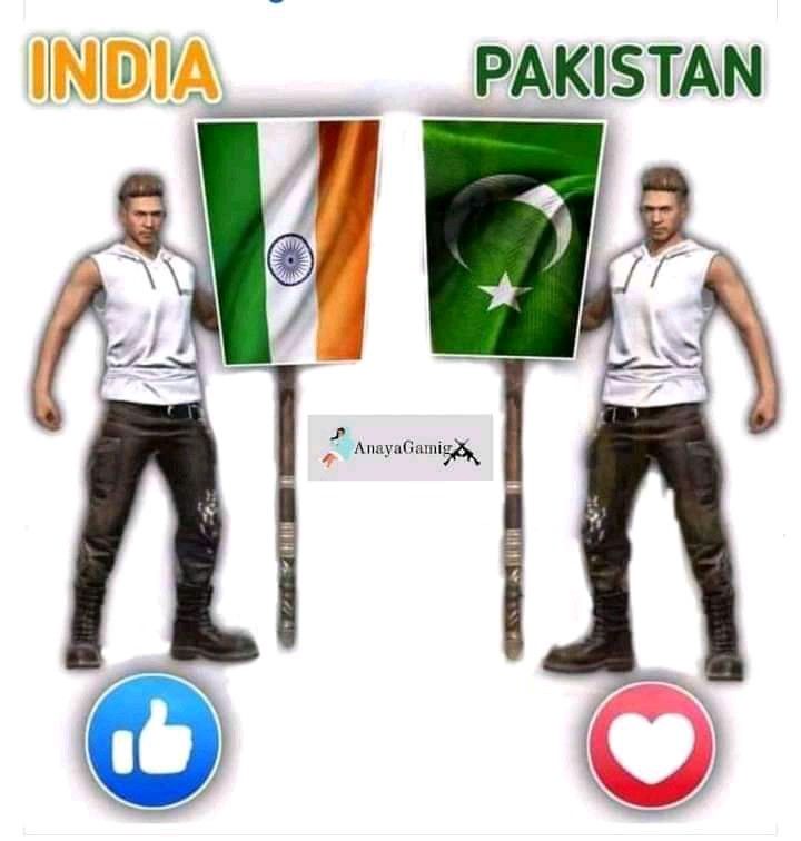 two men standing next to each other in front of flags with the words india and pakistan on them