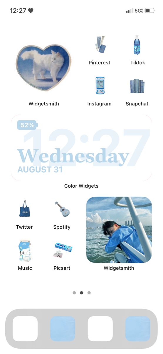 an iphone screen with the words wednesday on it and icons in different colors, sizes and shapes