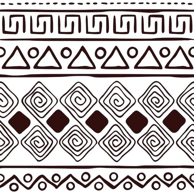 a black and white pattern with geometric shapes on the bottom, in different sizes and colors