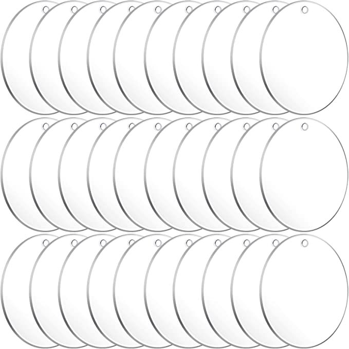 a set of twelve white round tags on a white background