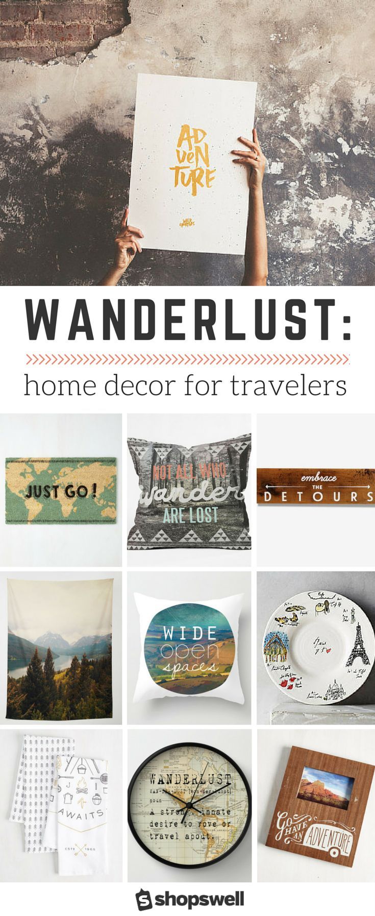 a collage of photos with the words wanderlust on it and various items