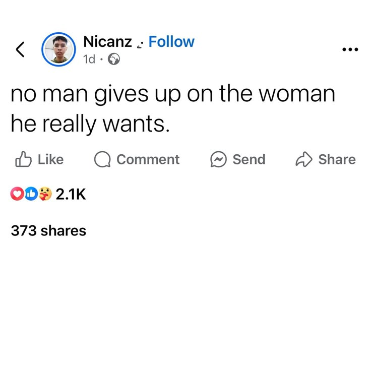 a tweet that reads, no man gives up the woman he really wants