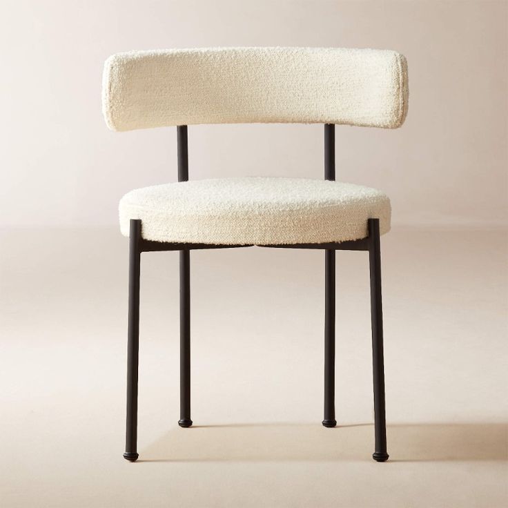 CB2 alternative White Boucle Dining Chair, Cb2 Dining Chair, Japandi Dining Chairs, Round Dining Chairs, Ivory Dining Chairs, Black Metal Dining Chairs, Boucle Dining Chair, Luxury Dining Chairs, Gold Dining Chairs