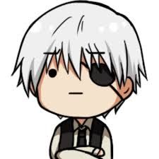 an anime character with white hair and black eyes, holding his arms crossed in front of him