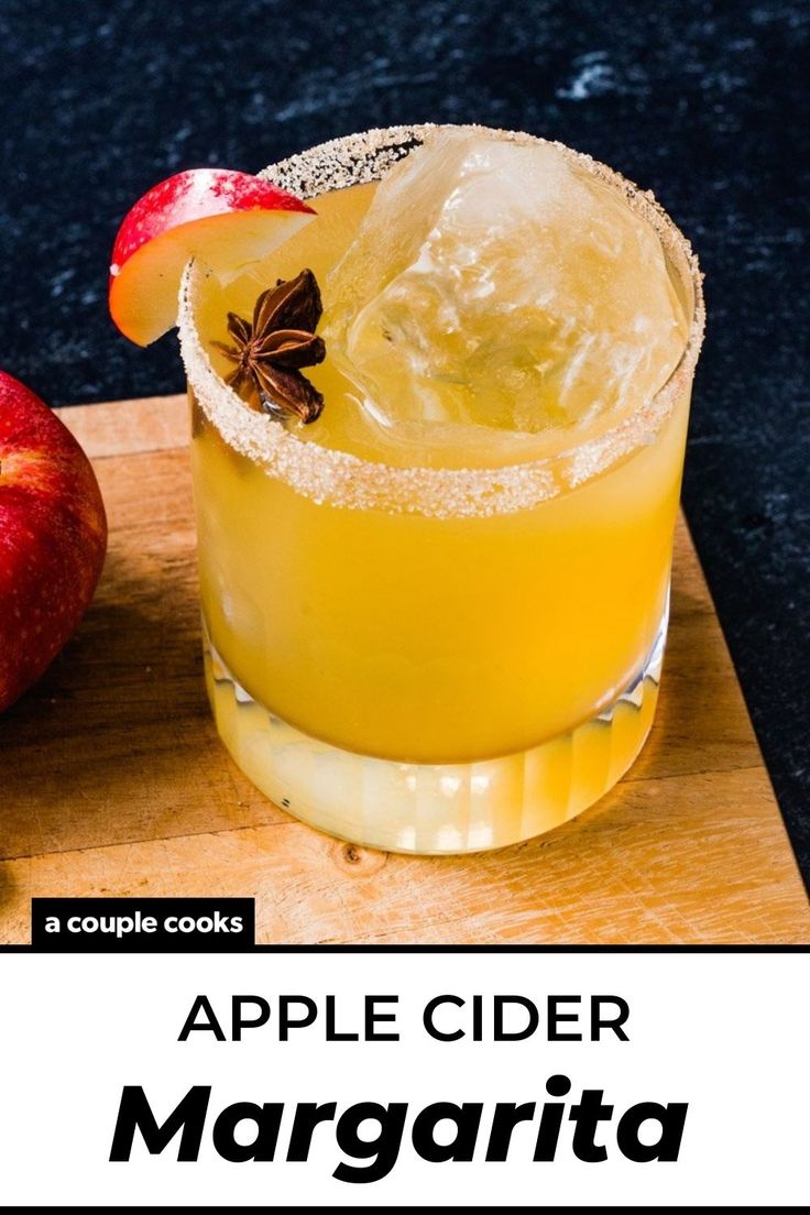 an apple cider margarita on a cutting board