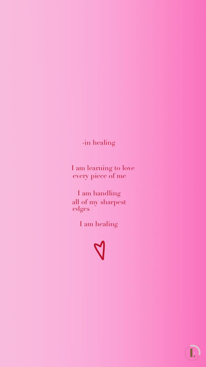 a pink background with a red heart on the left side and a poem in the middle