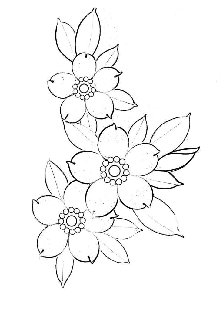 some flowers that are on top of each other in the middle of a line drawing