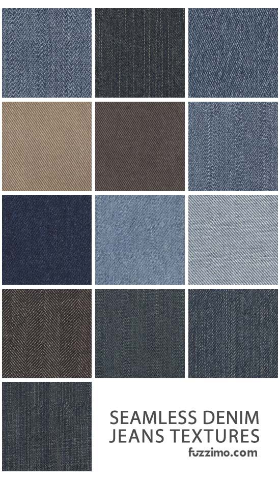 several different colors of denim fabric