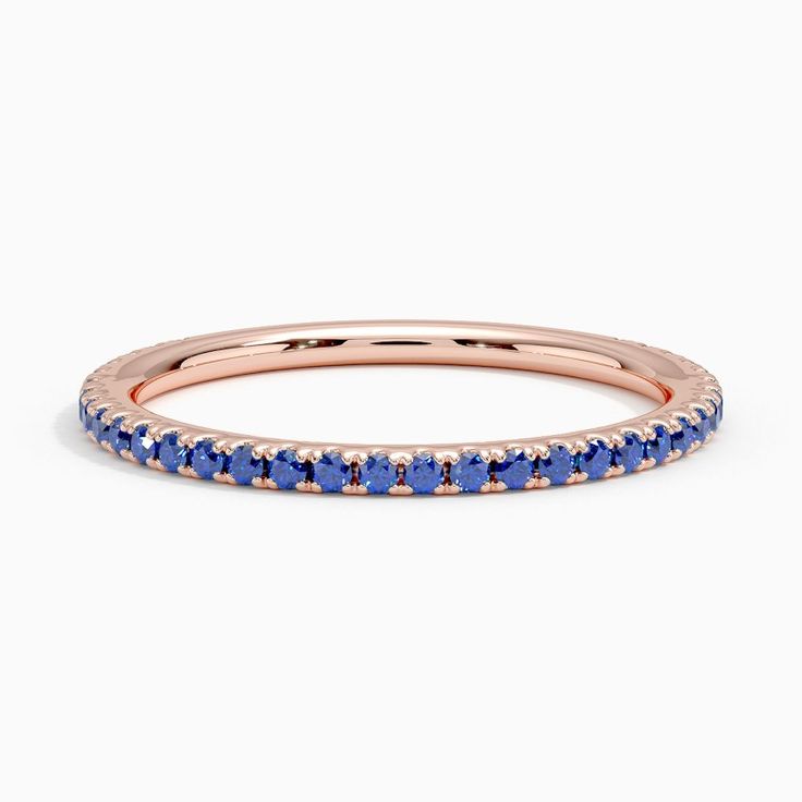 Luxe Ballad Sapphire Ring - 14K Rose Gold. This petite ring features scalloped pavé sapphires in elegantly sculpted prongs that extend three-fourths of the way around the band, leaving a small sizing bar in back. Brilliant Earth Rings, Sapphire Eternity Ring, Sapphire Wedding Rings, Petite Ring, Sapphire Wedding, Brilliant Earth, Designer Engagement Rings, Eternity Ring, Quality Jewelry