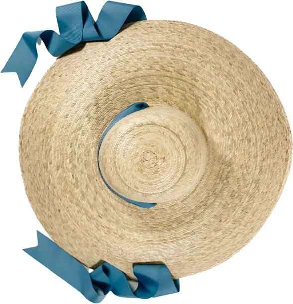 Our new-and-improved take on our best-selling Daisy sun hat is woven with light-colored palm tree leaves.  This super wide-brimmed hat will glamorously shield you from the sun!  Crown Circumference: 23.5 inches (when measured on the outside of the hat). There is an interior elastic band with a circumference that is abo Sun Crown, Palm Tree Leaves, Wide Brim Sun Hat, Crown Heights, Tree Leaves, French Blue, Wide Brimmed Hats, Blue Ribbon, Holiday Collection