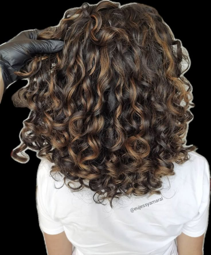 Curly Balayage Hair, Thick Highlights, Highlights For Dark Brown Hair, Curly Color, Dark Curly Hair, Curly Hair Inspo, Highlights Curly, Dyed Curly Hair, Natural Curly Hair Cuts