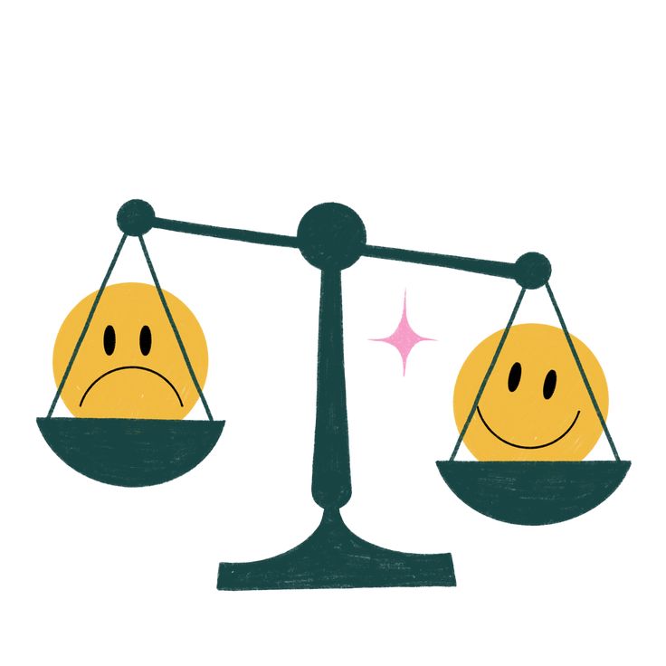 two smiley faces sitting on top of a scale with the same weight as one another