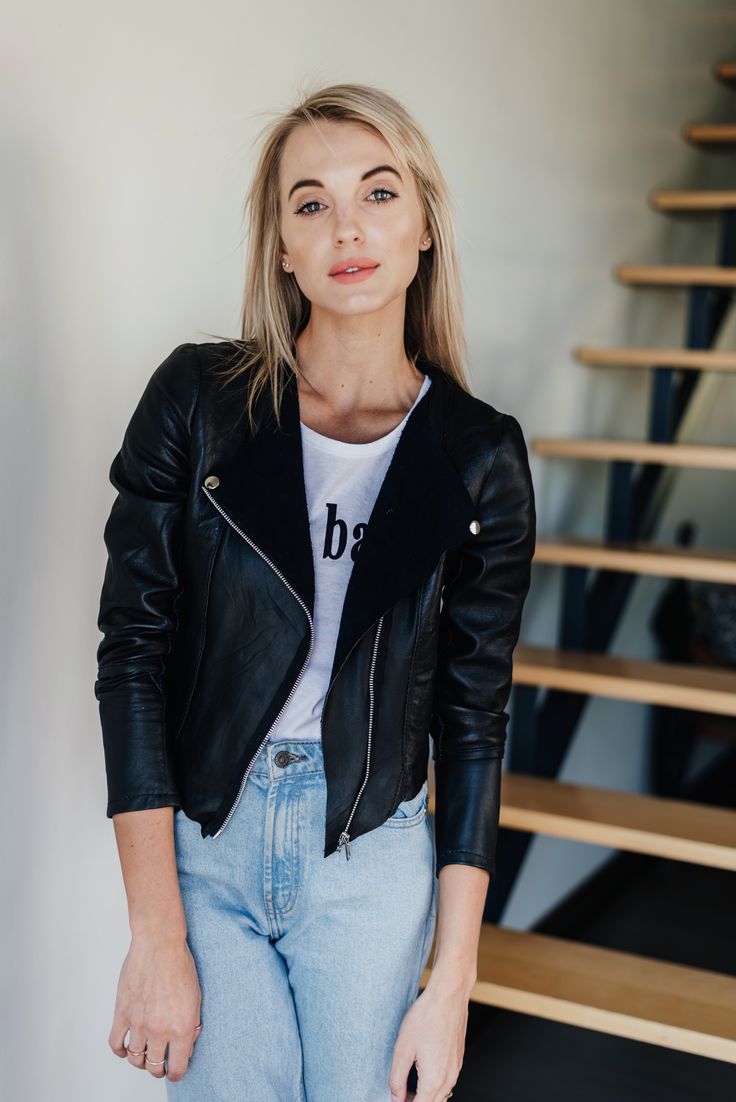 Momma’s jean, white tshirt, black leather jacket made by Oscar Ncube, blonde hair, natural make up Blonde Hair Natural, Natural Make Up, Hair Natural, Genuine Leather Jackets, Leather Jacket Black, Black Leather Jacket, Casual Street Style, Unique Outfits, Next Week