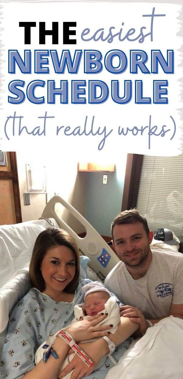 a man and woman holding a baby in a hospital bed with the text, the fastest newborn schedule that really works