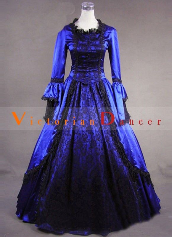 Condition: Brand New    Color: Blue    Material: Statins     Silhouette: Ball Gown    Sleeve Length: Long Sleeve    Dresses Length: Floor-Length    Neckline: Square Collar    Decoration: Lace    Style: Vintage    Includes: Dress Victorian Dresses For Sale, Vintage Victorian Dress, Historical Dresses Victorian, Victorian Gothic Wedding, Gothic Victorian Dresses, Victorian Wedding Dress, Victorian Dresses, Gowns With Sleeves, Historical Dresses