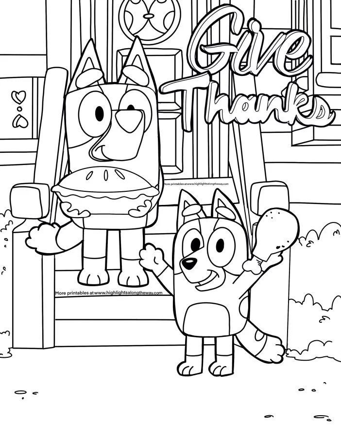 Bluey Thanksgiving coloring page instant download Kids Thanksgiving Coloring Pages, Thanksgiving Activity Printables Free, Coloring Pages Thanksgiving For Kids, Fall Free Coloring Pages, Bluey And Bingo Coloring Pages, Fun Coloring Pages For Preschoolers, Fun Fall Activities For Toddlers, Printable Thanksgiving Activities, Kinder Coloring Pages