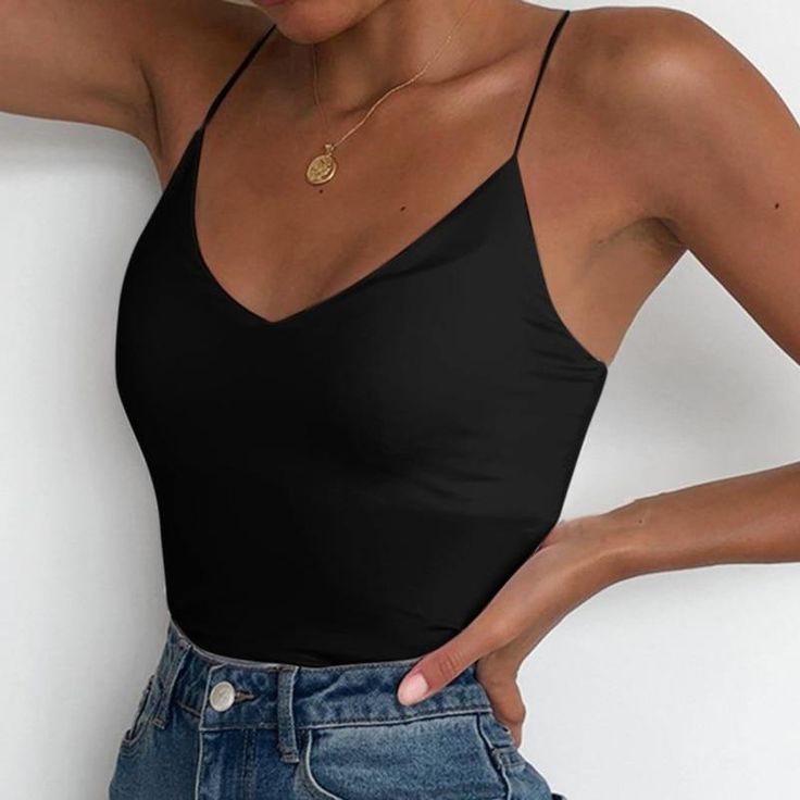 Item Type: topsTops Type: CamisGender: WOMENStyle: CasualPattern Type: SolidClothing Length: Regular Summer Halter Tops, Basic Crop Tops, Sleeveless Outfit, White Cami, Vest Women, Spaghetti Strap Tank Top, Women Tank Tops, Black Camis, Casual Sport