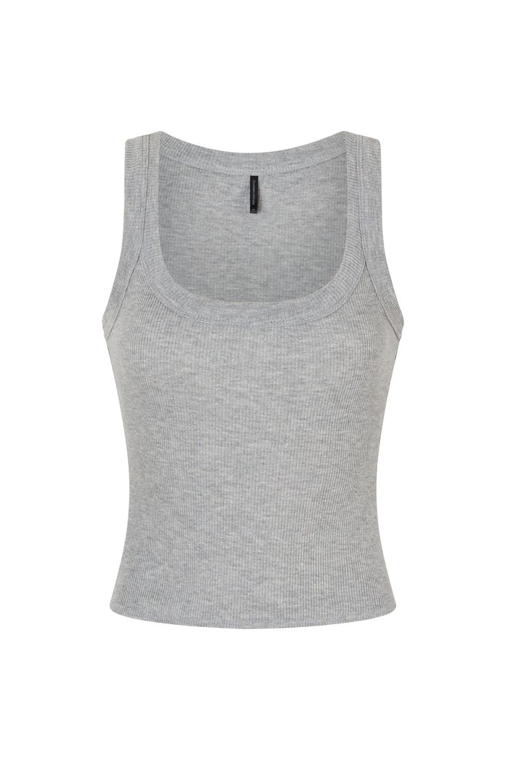 Meet the top that’s as classic as your morning coffee. With its effortless design and an ultra-comfy ribbed cotton-jersey blend, this grey tank is fuss-free and perfect for those days when you want to look fabulous without even trying. Ribbed cotton-jersey tank Elasticated under band for a flexible fit Fits true to size, take your normal size 100% cotton Model Measurements:  Height 175 cm | Bust 86 l Waist 64 | Hips 91 Model is wearing a size extra small