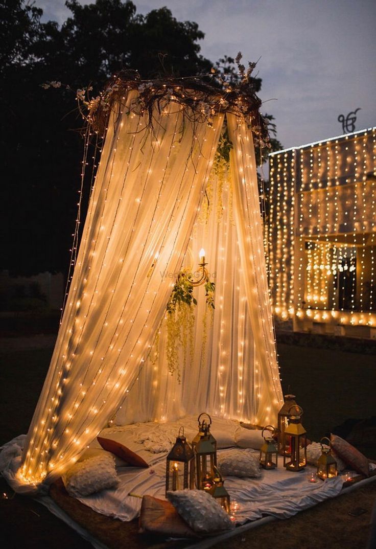 an instagram page with lights on the bed and curtains in front of it that says instagram