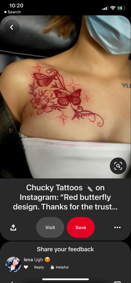 the back of a woman's shoulder with tattoos on it, and an instagramr