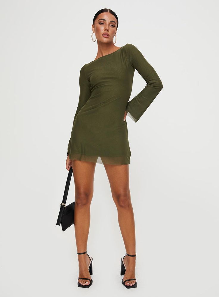 Lukea Long Sleeve Mini Dress Olive Vegas Dresses, Fleece Dress, Sweatshirt Set, Outerwear Outfit, Loungewear Sets, Knit Sweatshirt, Tops Fall, Casual Tank Tops, Long Sleeve Mini