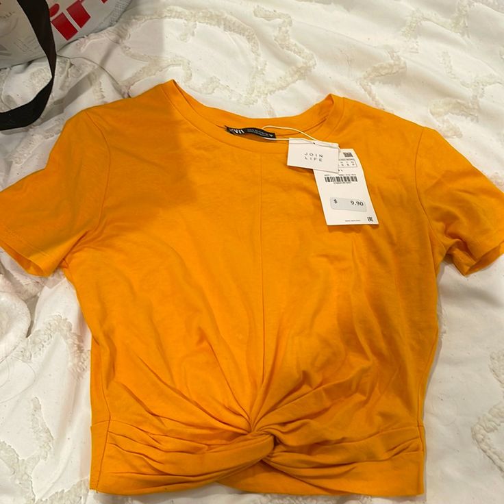 Impulse Purchase I Feel Like I Don’t Look Good In This Color So What Was I Thinking!! Nwt. Comfortable Fit! This Style And Color Is Discontinued, Not Very Many Were Released. Trendy Stretch Yellow T-shirt, Trendy Yellow Stretch T-shirt, Yellow Stretch Short Sleeve Top, Yellow Cotton Short Sleeve Crop Top, Yellow Cotton Crop Top With Short Sleeves, Yellow Stretch Zara Top, Zara Orange Casual Top, Casual Orange Zara Top, Yellow Stretch Short Sleeve Crop Top