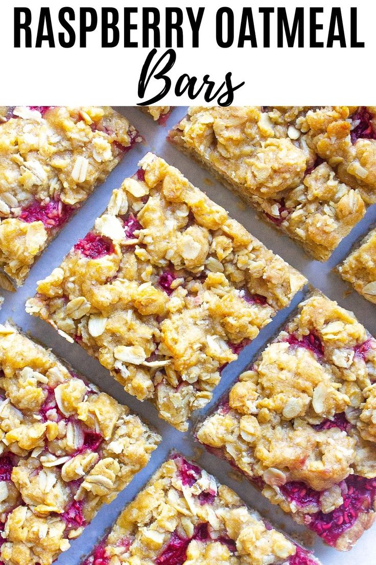 several squares of fruit and oatmeal baked together