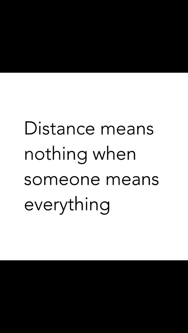 a black and white photo with the words distance means nothing when someone means everything