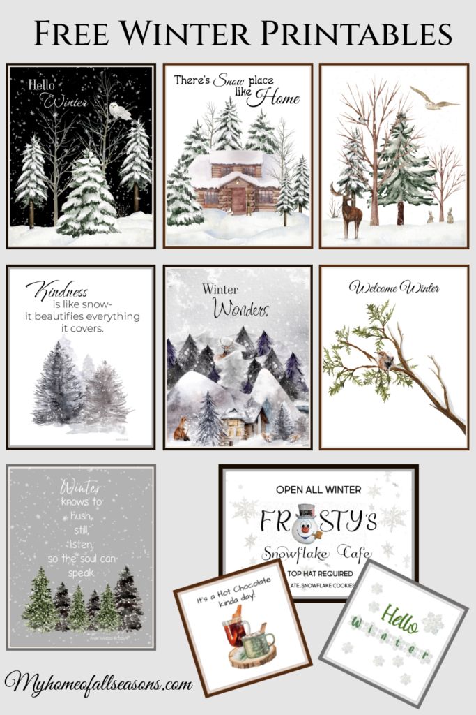 christmas cards with the words free winter printables