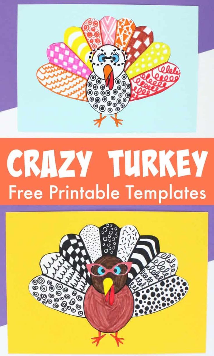 two turkeys with the words crazy turkey and free printable templates on them