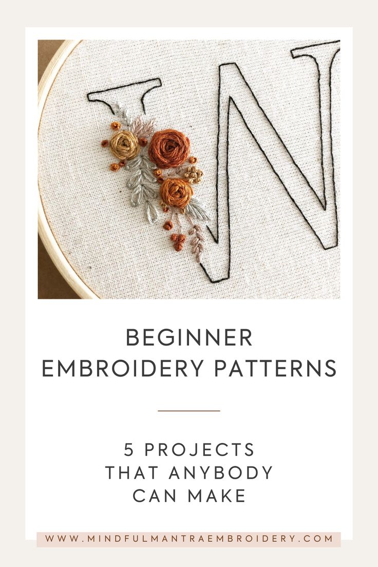 the beginner embroidery pattern is shown with flowers on it and text that reads beginner embroidery