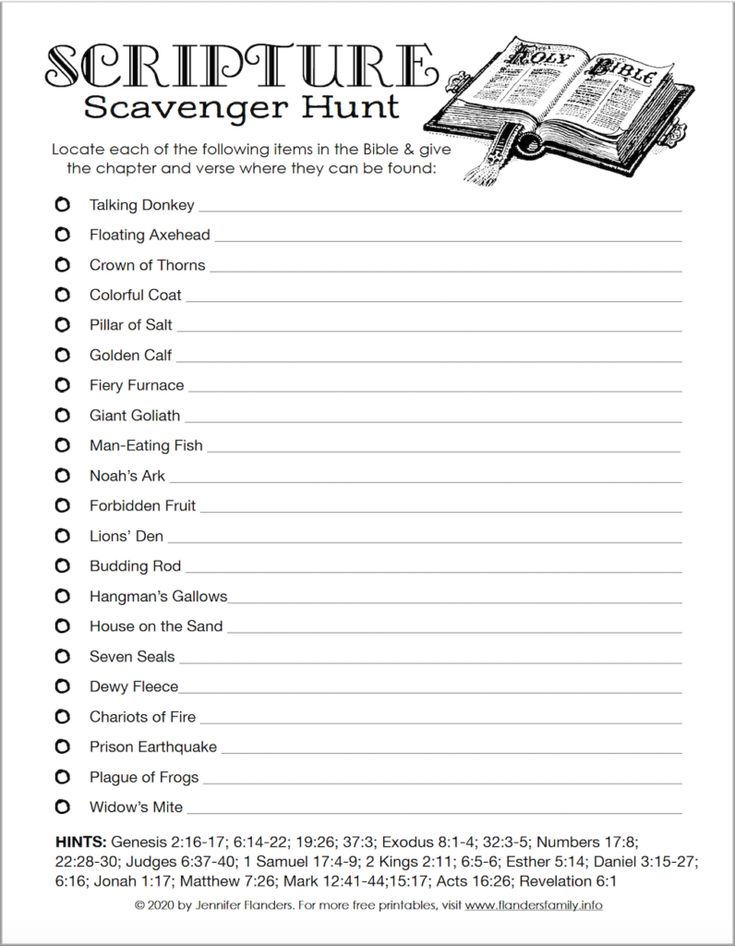 the scriffure scavenger hunt is shown in this printable version